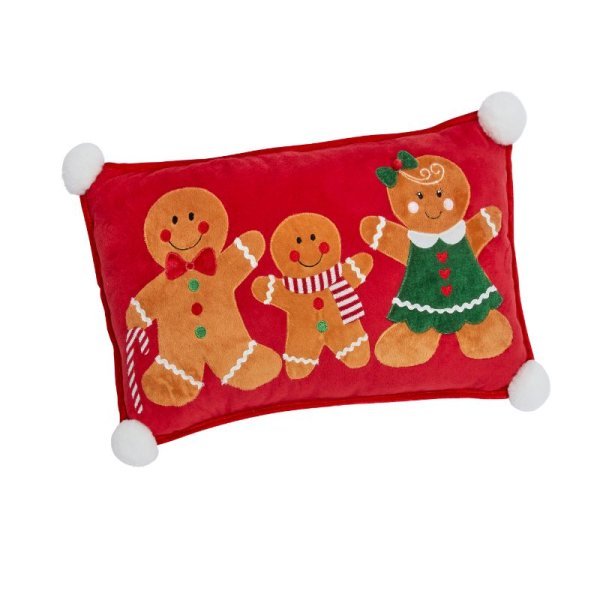 Gingerbread Family Cushion - Red - CUSHIONS/COVERS - Beattys of Loughrea