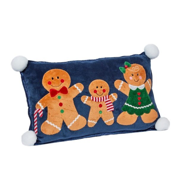 Gingerbread Family Cushion - Navy - CUSHIONS/COVERS - Beattys of Loughrea