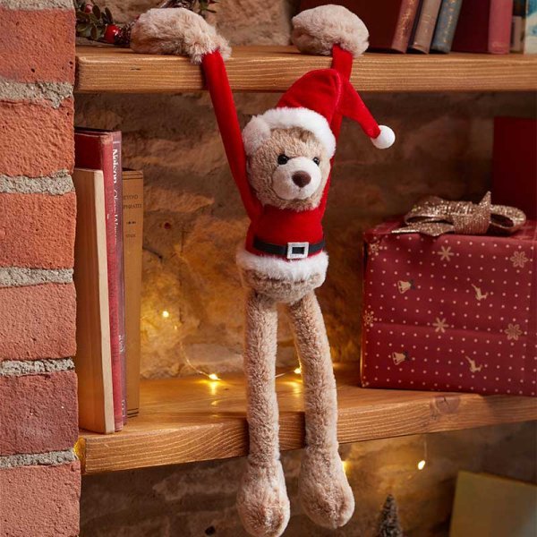 40cm Hanging Teddy Santa - XMAS HANGING DECOS - Beattys of Loughrea