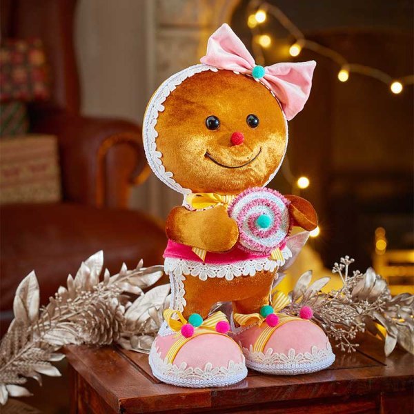 35cm Standing Gingerbread Candy Girl - XMAS SOFT DECOS - Beattys of Loughrea