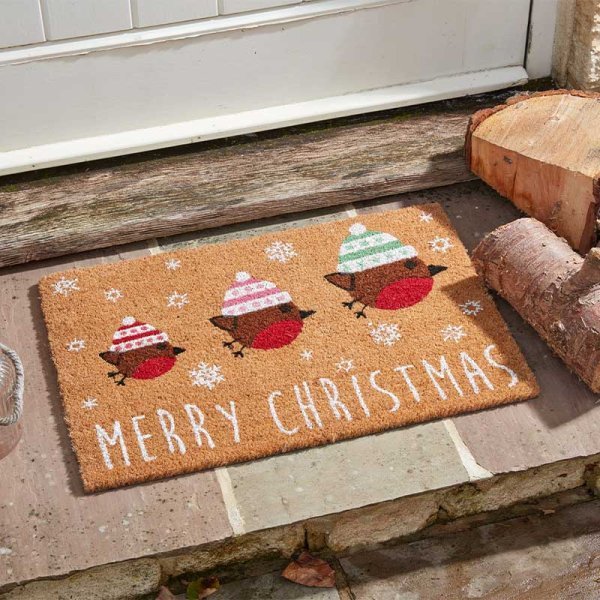 Festive Robin Decoir Mat 40x60cm - DOOR MATS/DOOR CURTAIN - Beattys of Loughrea