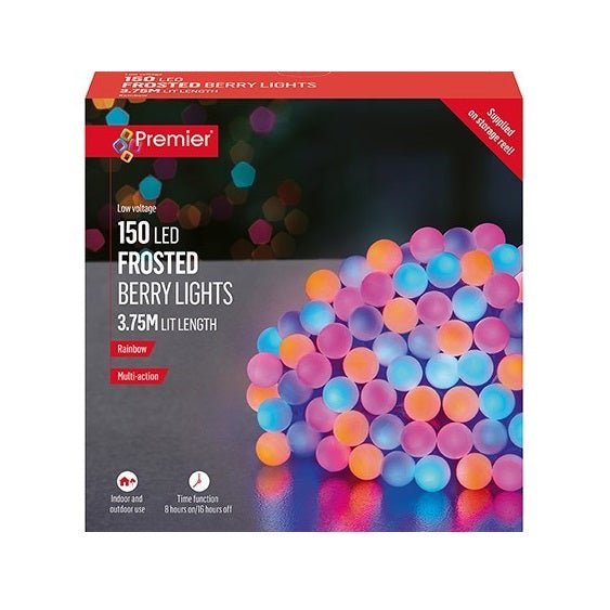 Premier 150 Multi - Action LED Frosted Berry Lights with Timer – Rainbow - XMAS LIGHTS LED - Beattys of Loughrea