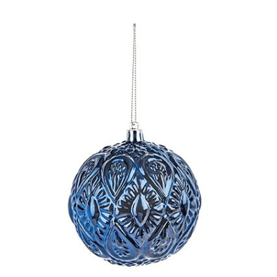 Premier 10cm Dark Blue Branch Bauble - XMAS BAUBLES - Beattys of Loughrea