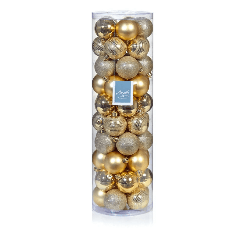 Premier 60mm Multi Finish Baubles Champagne Gold 50pk - XMAS BAUBLES - Beattys of Loughrea