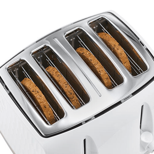 Russell Hobbs Honeycomb 4 Slice White Toaster 26070 - TOASTERS - Beattys of Loughrea