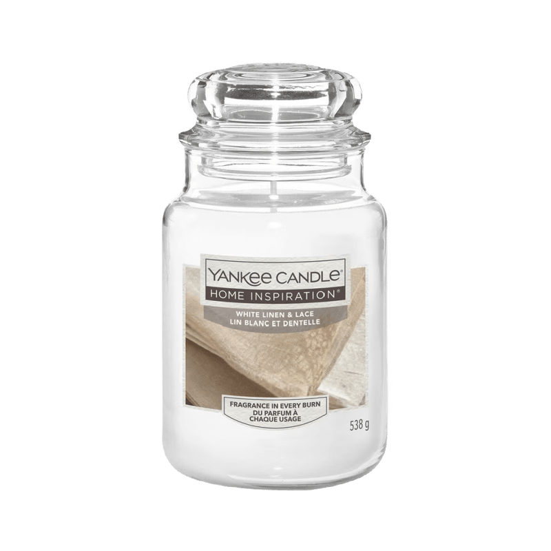 White Linen & Lace Home Inspirations Large Yankee Candle 538g - CANDLES - Beattys of Loughrea