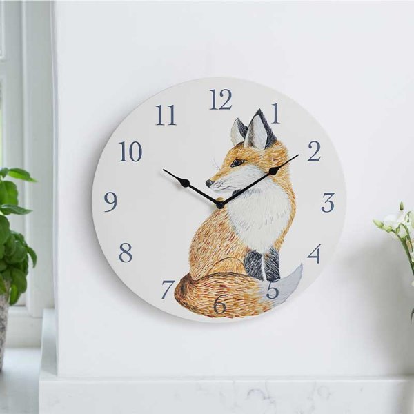 Indoor or Outdoor 12" Fox Wall Clock - GARDEN ORNAMENTS INCL SOLAR - Beattys of Loughrea