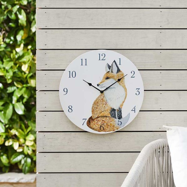 Indoor or Outdoor 12" Fox Wall Clock - GARDEN ORNAMENTS INCL SOLAR - Beattys of Loughrea