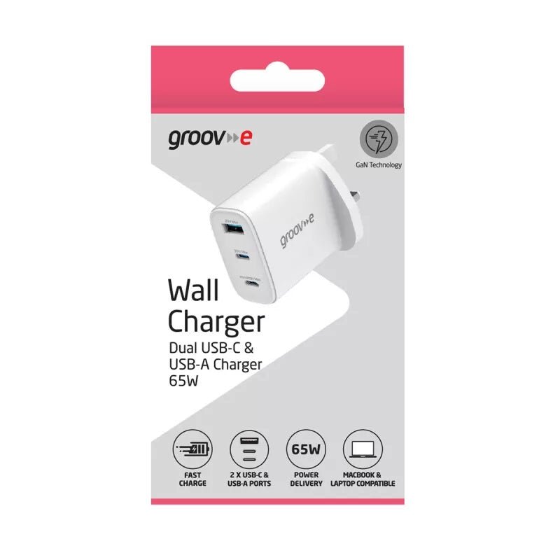 Groov - e Dual USB - C & USB - A Charger 65W - USB PC ACCESSORIES - Beattys of Loughrea