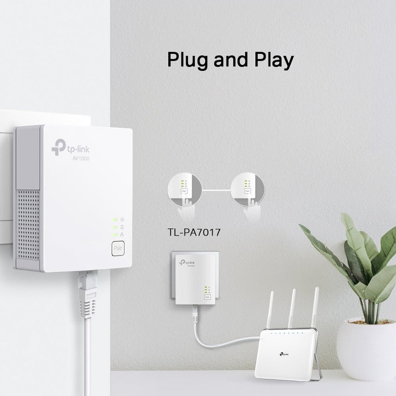 TP - Link AV1000 Gigabit Powerline Starter Kit PA7017KIT - USB PC ACCESSORIES - Beattys of Loughrea