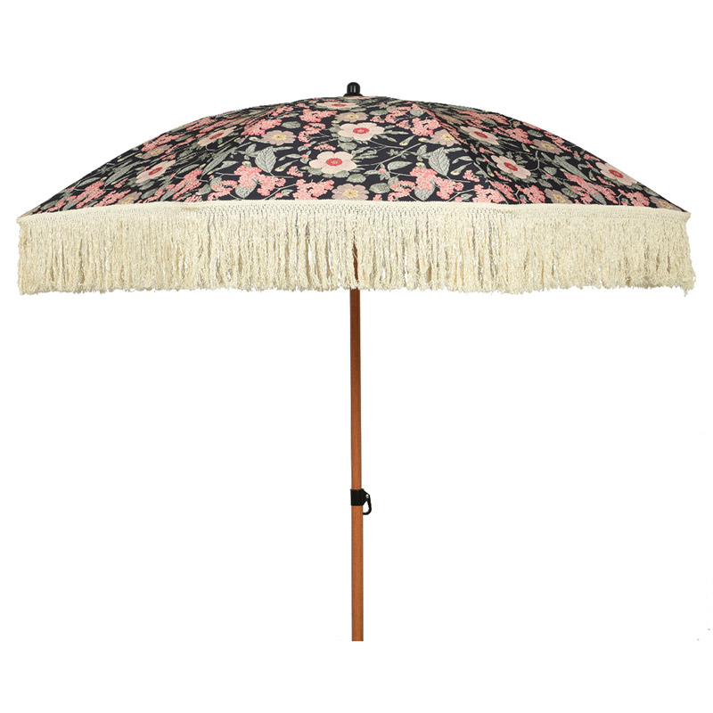 Round 2m Fringed Floral Garden Parasol