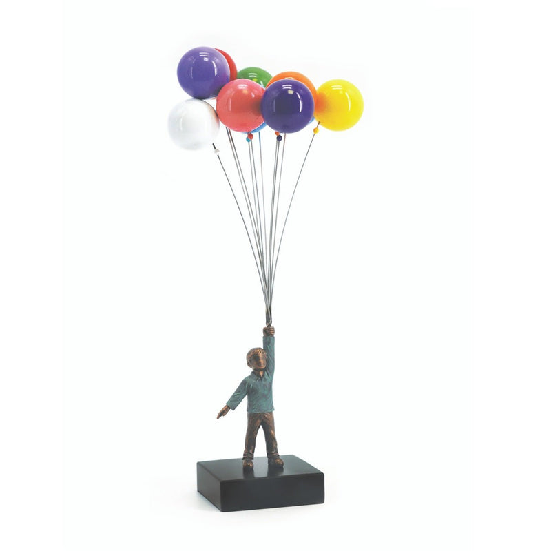 David McGlynn Sculpture - Boy With Balloons 'Delight' - ORNAMENTS - Beattys of Loughrea