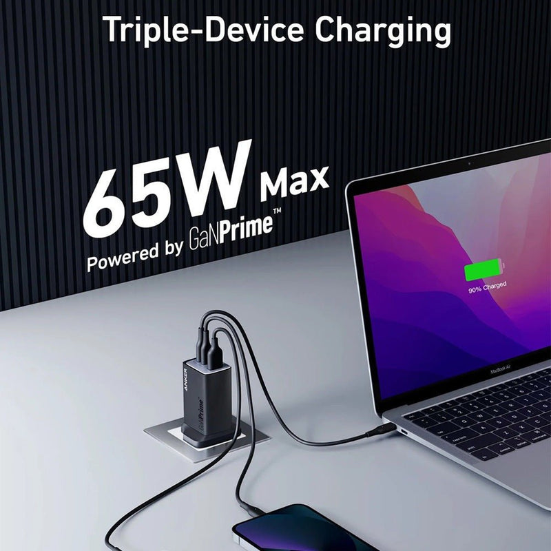 Anker 735 Charger 3 Port GaNPrime 65W USB C USB A | A2668211 - USB PC ACCESSORIES - Beattys of Loughrea