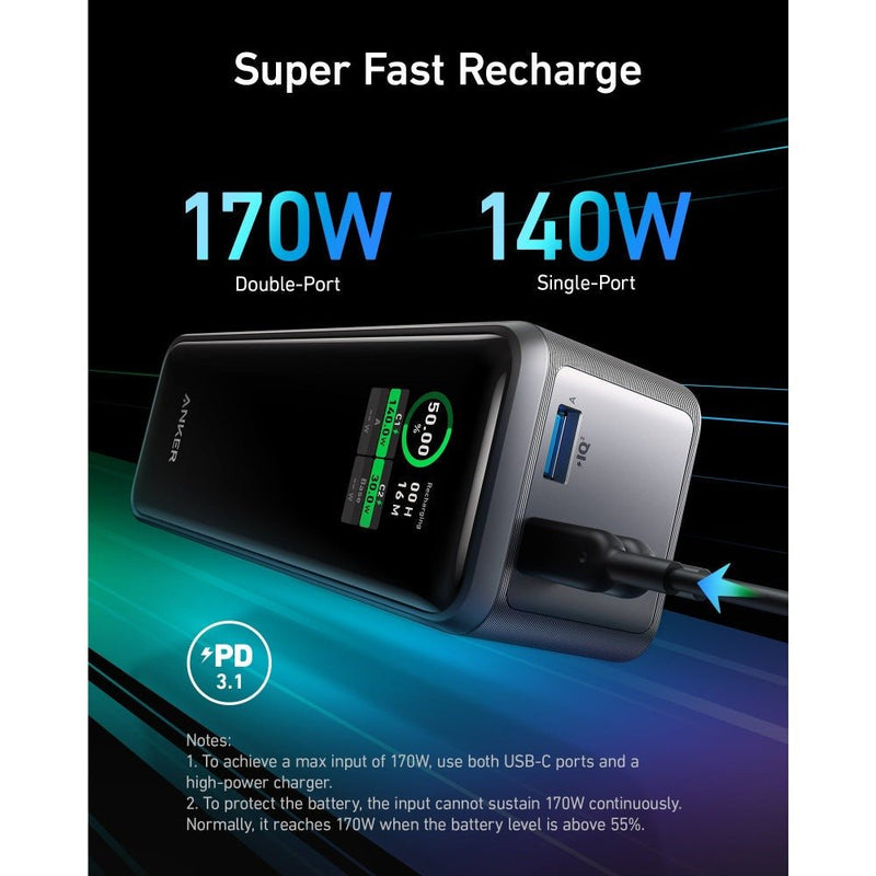 Anker Prime Power Bank 27650mAh 250W | A1340011 - USB PC ACCESSORIES - Beattys of Loughrea