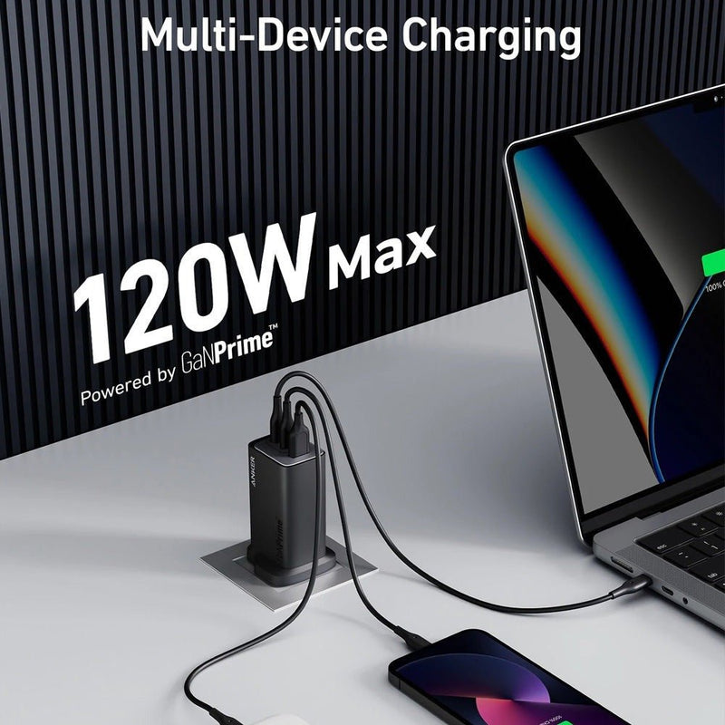 Anker 737 Charger GaNPrime 120w Laptop and Phone USB C USB A | A2148211 - USB PC ACCESSORIES - Beattys of Loughrea