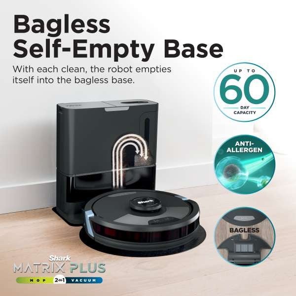 Shark Matrix Plus 2 - in - 1 Self - Empty Robot Vacuum & Mop RV2620WAUK - ROBOT VACUUM CLEANER - Beattys of Loughrea