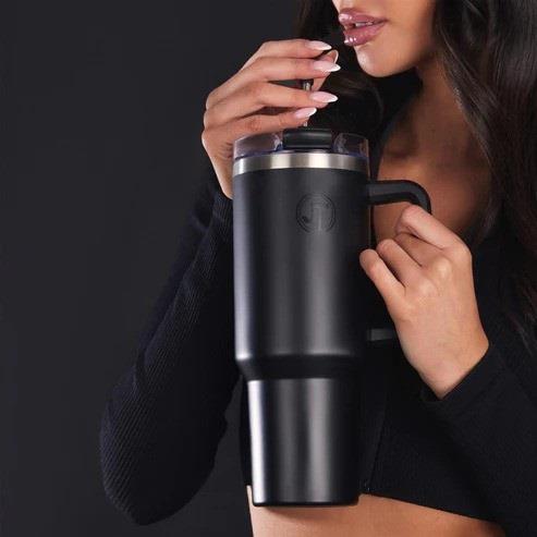 40oz Double Wall Vacuum Mug with Handle Black - FLASKS - Beattys of Loughrea