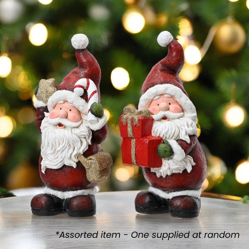 Santa Figurine 42cm Assorted - One Supplied* - XMAS CERAMIC WOOD RESIN GLASS ORNAMENTS - Beattys of Loughrea