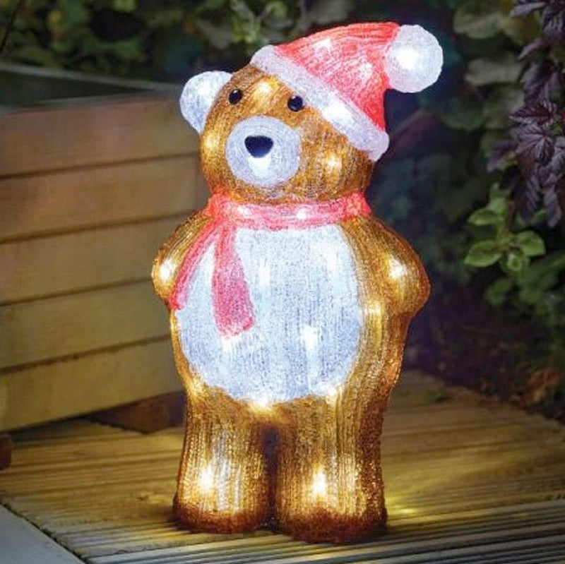 34cm Inlit Ice Teddy Battery Operated - XMAS ROOM DECORATION LARGE AND LIGHT UP - Beattys of Loughrea