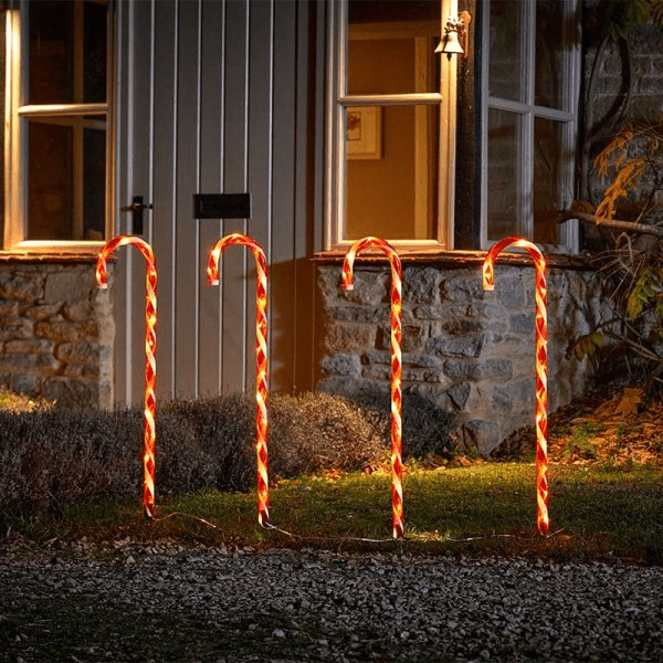 CandyCane Stake Lights Battery Operated - XL - Set of 4 - XMAS LIGHTED OUTDOOR DECOS - Beattys of Loughrea