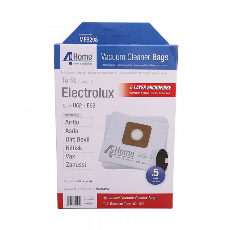 4 Your Home Electrolux Microfibre Bags 5pk | MFB298 - VAC BAGS & SPARES - Beattys of Loughrea