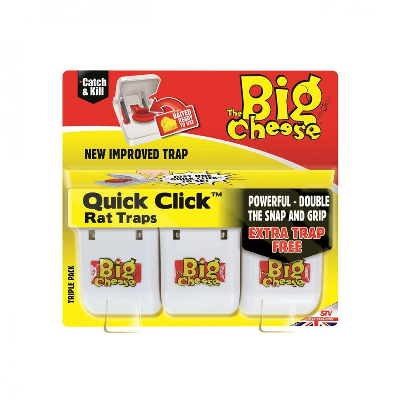 The Big Cheese Catch & Kill Quick Click Rat Trap 3 Pack - VERMIN BAIT/TRAP/FLY SPRAY - Beattys of Loughrea