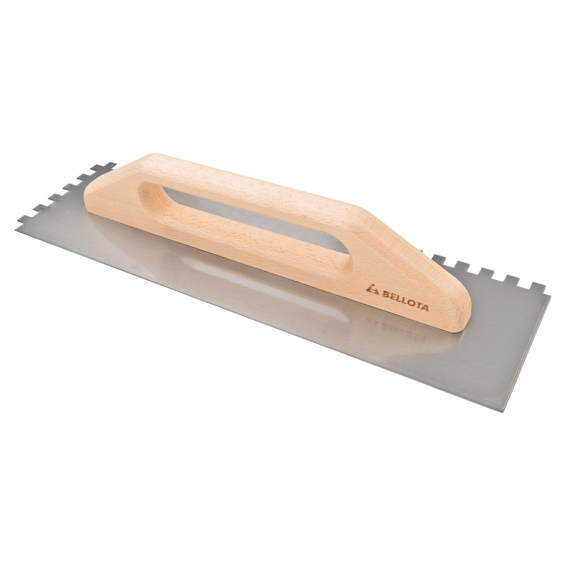 Square notched long trowel with wood handle 10mm / 587510