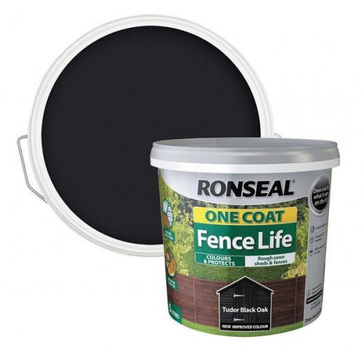 Ronseal Fence Life One Coat Tudor Black - 5ltr - VARNISHES / WOODCARE - Beattys of Loughrea