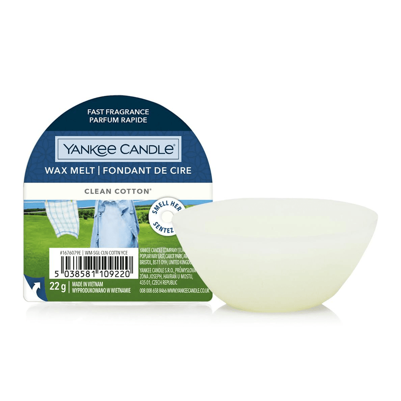 Signature Wax Melt Tart Clean Cotton Yankee Candle - CANDLES - Beattys of Loughrea