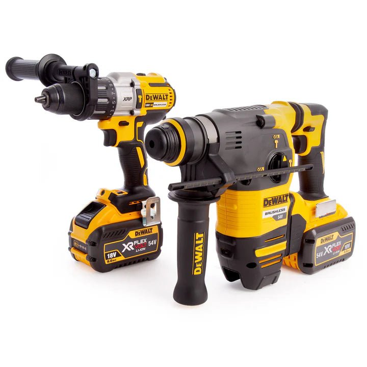 DEWALT Flexvolt Brushless Twin Pack - SDS Drill & Combi Drill DEWDCK2033X2 - DRILLS - Beattys of Loughrea