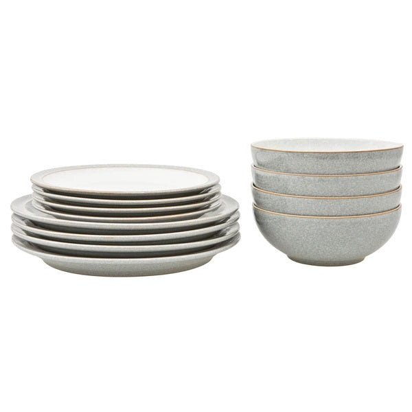 Denby Elements Light Grey 12 Piece Tableware Set - TABLEWARE SETS - GENERAL - Beattys of Loughrea