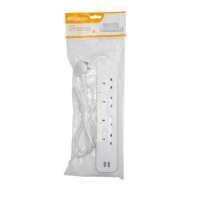 Kingavon 4 Way 2M Extension Lead with 2 USB Ports - EXTENSION LEADS/SOCKETS - Beattys of Loughrea