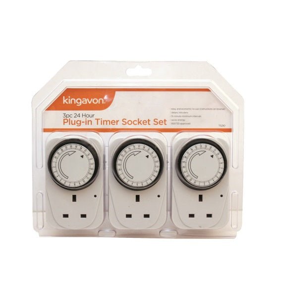 Kingavon 3pc 24 Hour Plug-in Timer Socket Set - TIMERS/PLUG IN - Beattys of Loughrea