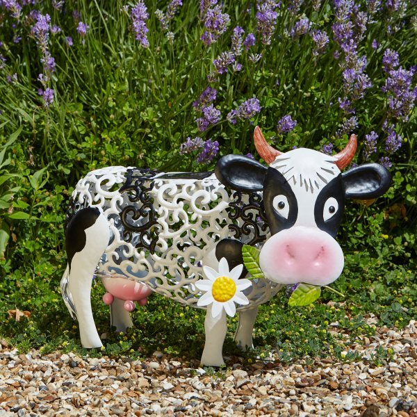 Solar Silhouette Daisy Cow - SOLAR / GARDEN ORNAMENTS - Beattys of Loughrea