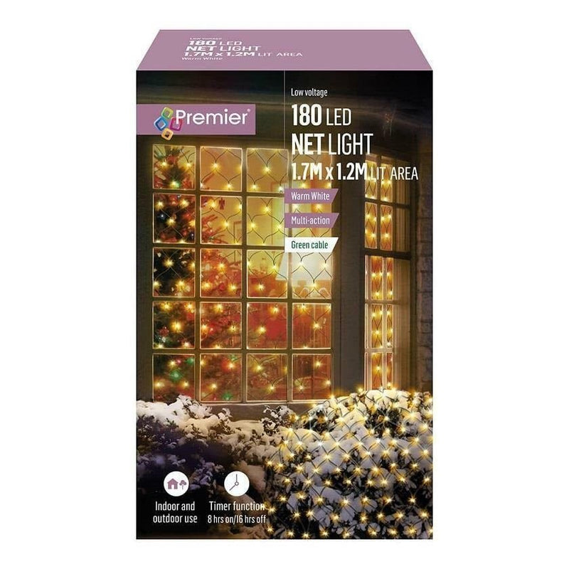 180 Led Multi-Action Net Lights Warm White - 1.75M X 1.2M - XMAS LIGHTS LED - Beattys of Loughrea