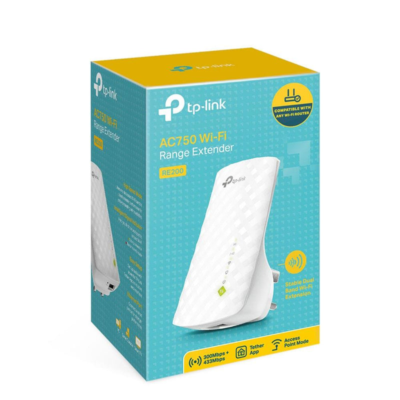 TP-LINK RE200 Dual Band AC WiFi Range Extender Plug AC750 - ROUTERS/ WIRELESS ADAPTORS - Beattys of Loughrea