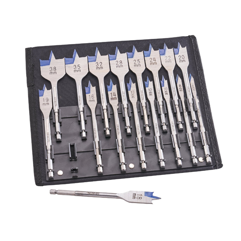 Irwin 17 Piece 4X Blue Groove Flat Bit Set - TOOL SETS/ SOCKET SETS - Beattys of Loughrea