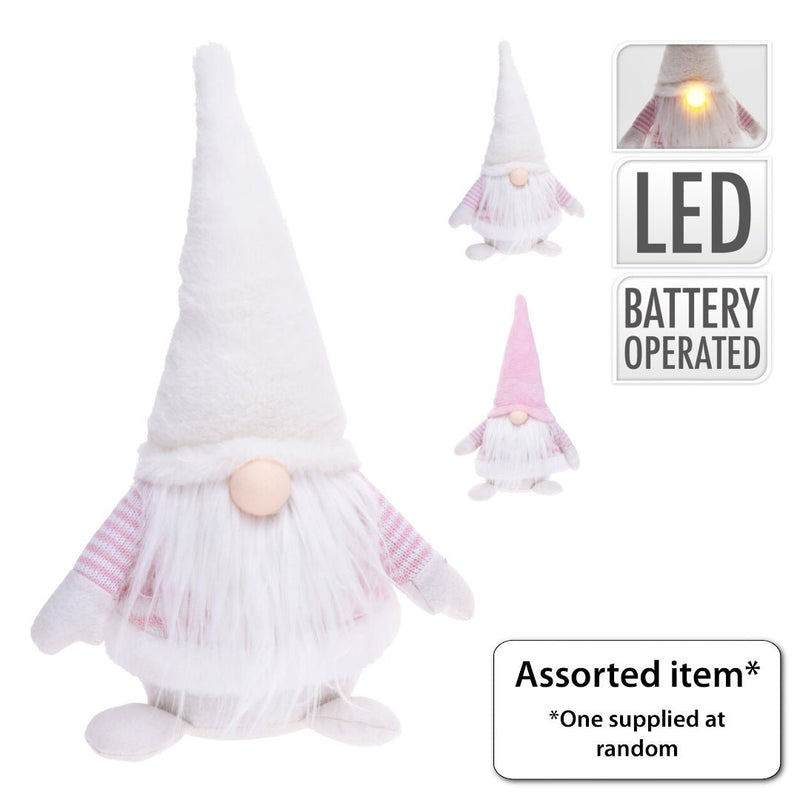 Gnome with LED Nose 41cm - XMAS ROOM DECORATION LARGE AND LIGHT UP - Beattys of Loughrea