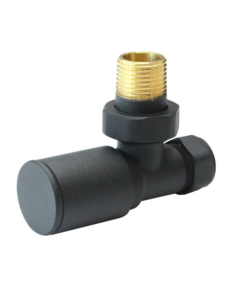 Aqualla Matt Black Round Angle Valve (Pair) - RAD VALVES/VENTS/KEYS - Beattys of Loughrea