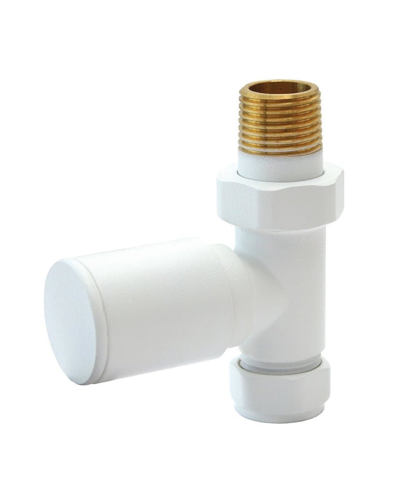 Aqualla Matt White Round Straight Valve (Pair) - RAD VALVES/VENTS/KEYS - Beattys of Loughrea