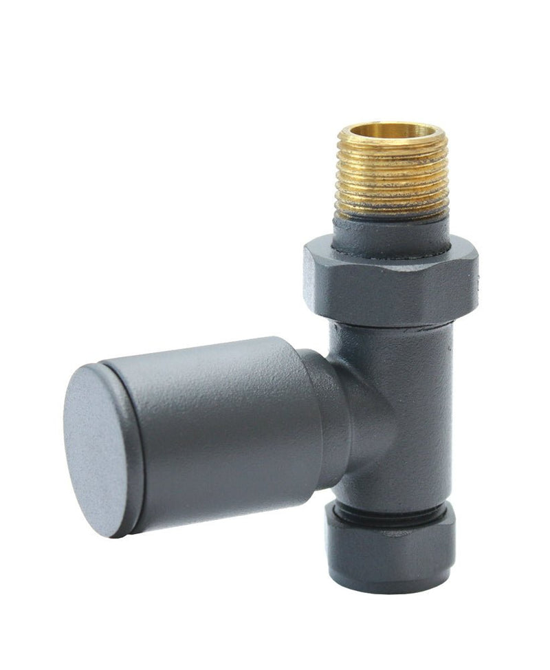 Aqualla Anthracite Round Straight Valve (Pair) - RAD VALVES/VENTS/KEYS - Beattys of Loughrea