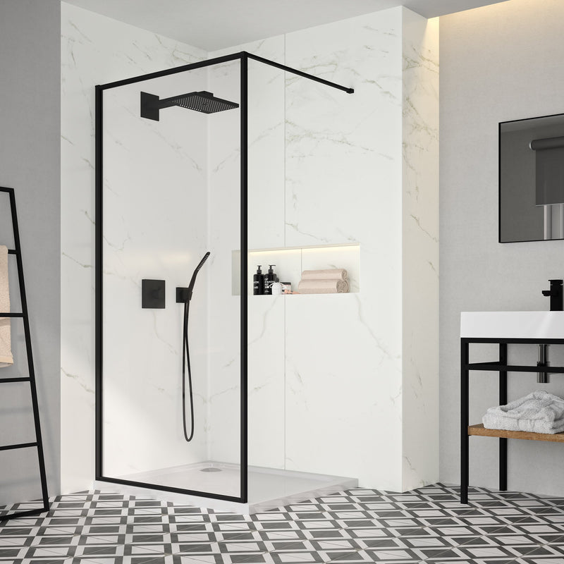 Merlyn Black Framed Showerwall 1000mm - SHOWER DOORS - Beattys of Loughrea