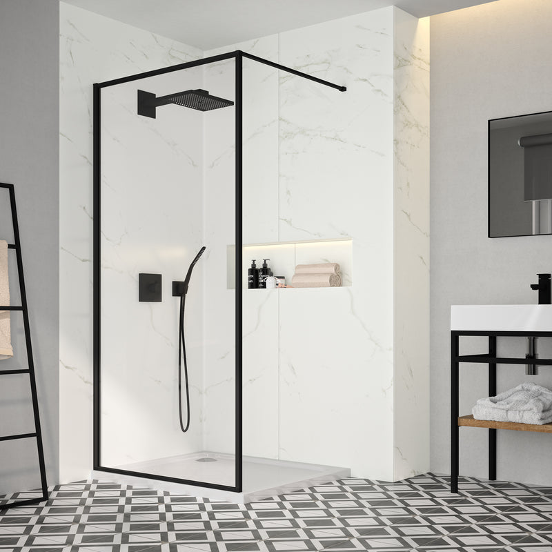 Merlyn Black Framed Showerwall 1200mm - SHOWER DOORS - Beattys of Loughrea