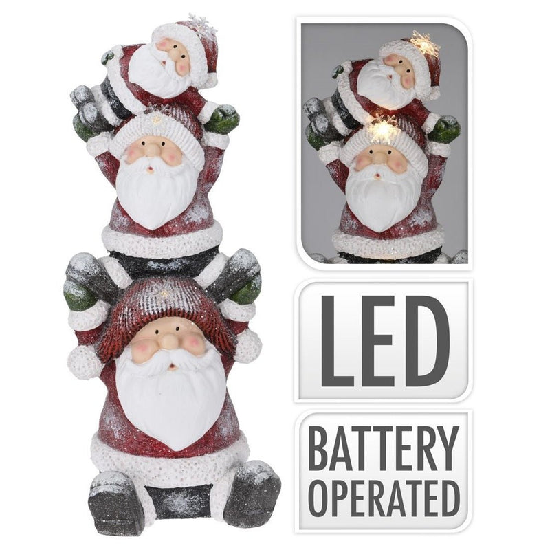 Stacked Santa Figurine - XMAS ROOM DECORATION LARGE AND LIGHT UP - Beattys of Loughrea