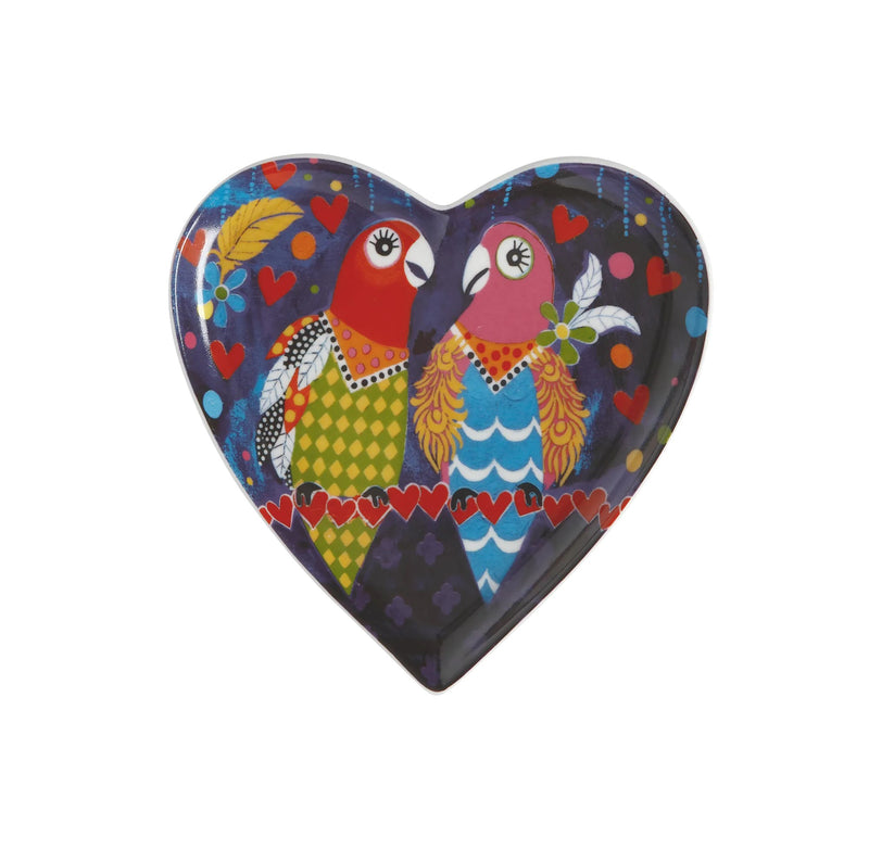 Maxwell & Williams Love Hearts 15.5cm Love Birds Heart Plate - GENERAL LOOSE WARE - Beattys of Loughrea