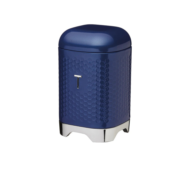 Lovello Retro Tea Canister with Geometric Textured Finish - Midnight Navy - GENERAL LOOSE WARE - Beattys of Loughrea