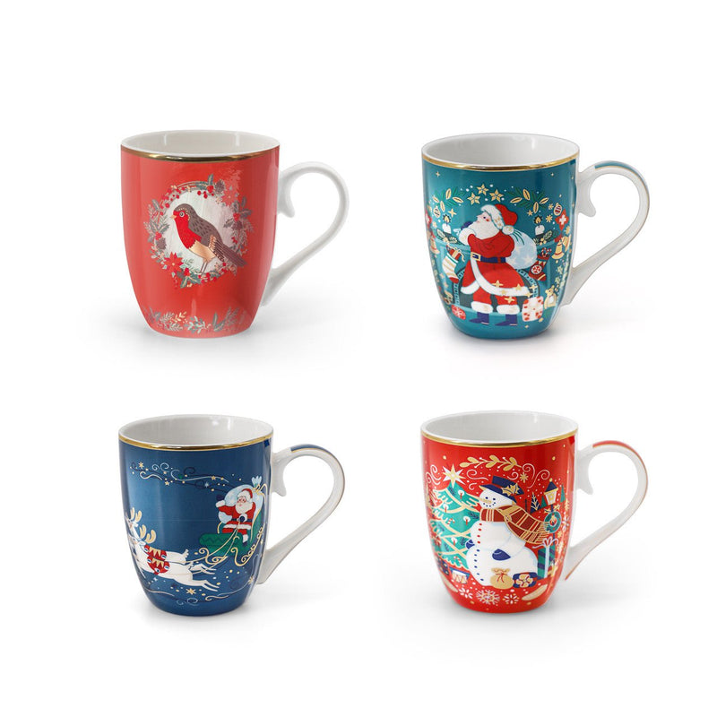 TIPPERARY CRYSTAL Set of 4 Christmas Mugs - MUG SETS - Beattys of Loughrea