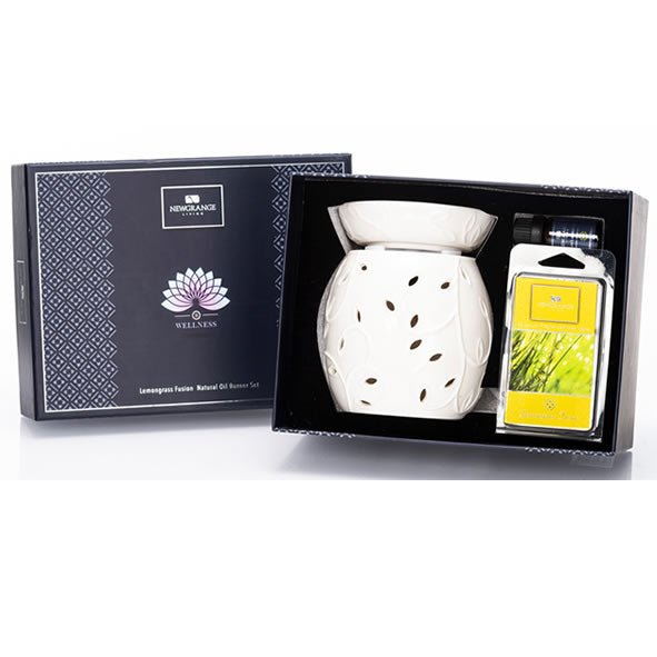 Newgrange Living Electrical Ceramic Wax Melt Burner Set Lemongrass Fusion - FACIAL SAUNA/DIFFUSERS - Beattys of Loughrea