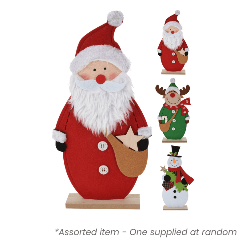 Christmas Felt Figurine on Wooden Base 22cm* - XMAS SOFT DECOS - Beattys of Loughrea