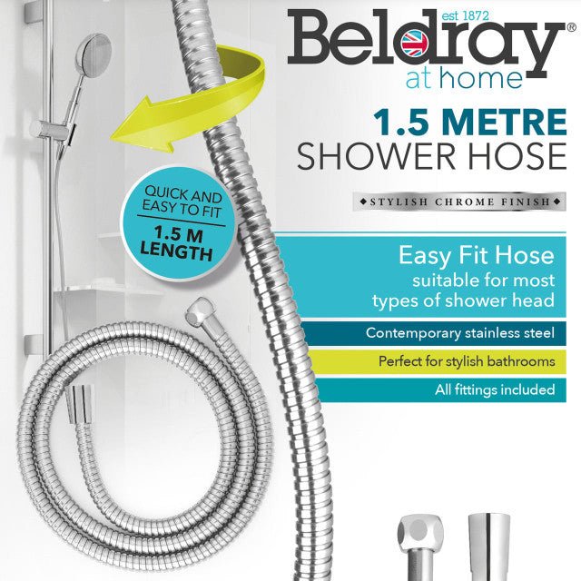 Beldray 1.5 Metre Shower Hose Stainless Steel - ELECT SHOWER ACCESSORIES - Beattys of Loughrea